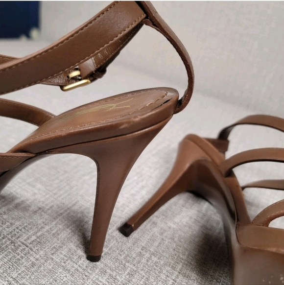Yves Saint Laurent Tribute Brown Stiletto Strappy Sandals Size 39.5 US 9.5 - Picture 6 of 10
